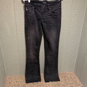 MEK Denim Black Boot cut distressed jeans - size 25/32